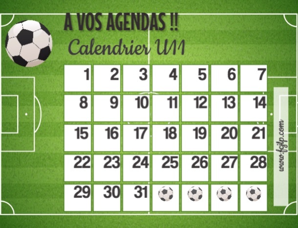 Calendrier U11 2e phase
