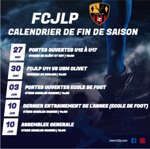 Vos dates de fin de saison !