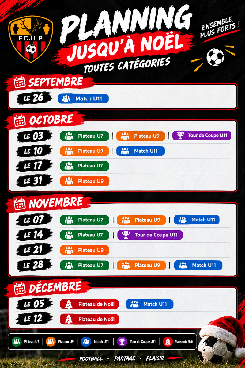 Planning jusqu'à Noël !
