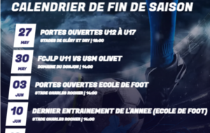 Vos dates de fin de saison !